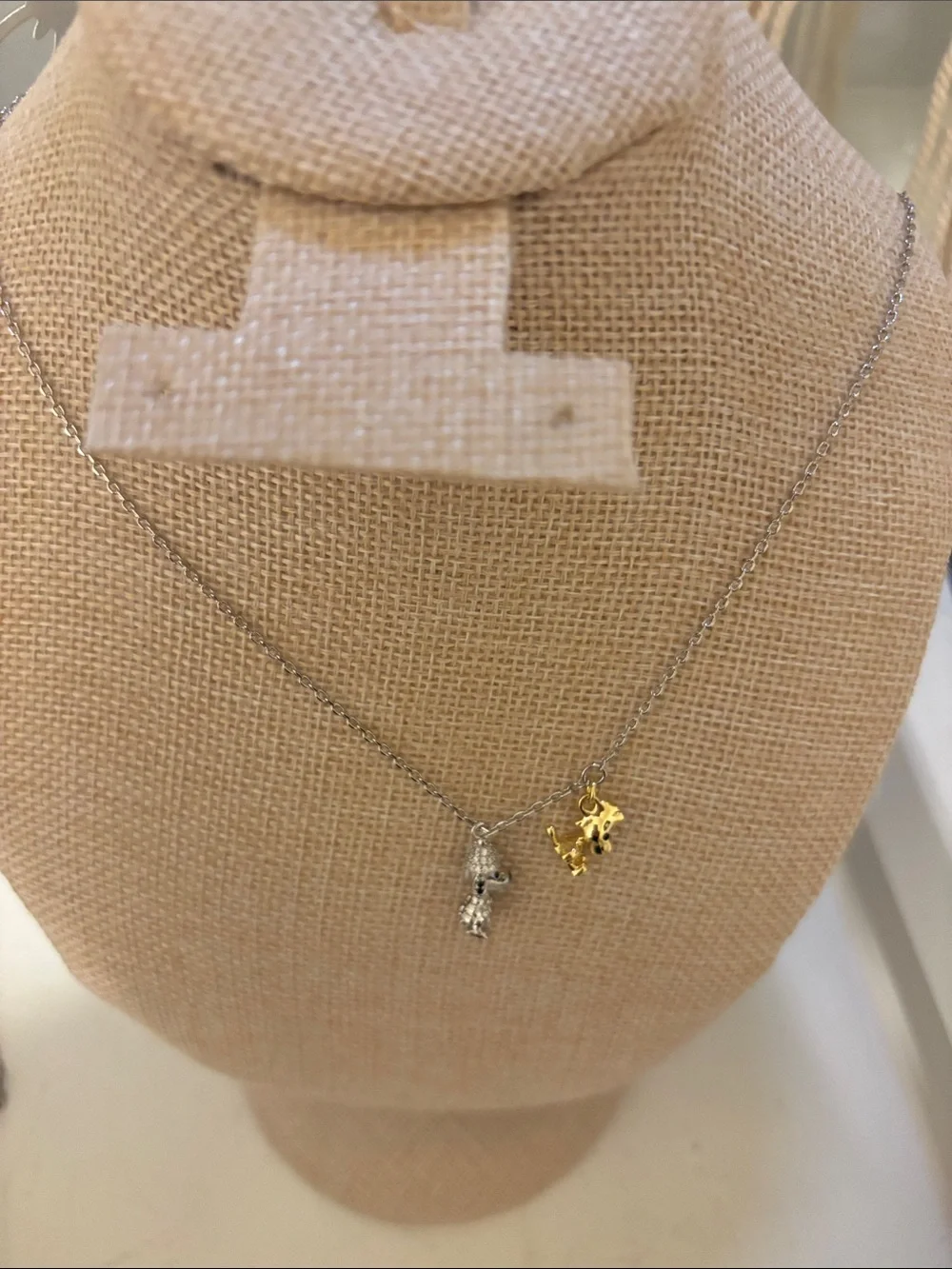 Two-Tone Snoopy and friend Charm Necklace - Gold & Silver